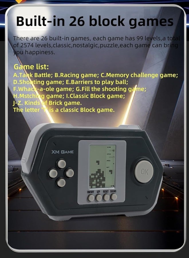 BeFunky Retro Block Game Console Cool Shape 26 Brick Games Silicone Button Powered by 2*AAA Batteries Speed/Difficulty Can Be Adjusted Handheld Game Children/Teens/Birthday (White) - Image 4